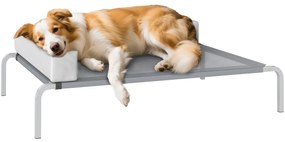 PawHut Pat Ridicat cu Pernă Detasabilă, Plasa Ventilată, Talie Medie, Gri Deschis | Aosom Romania