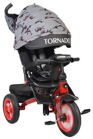 Tricicleta cu copertina Novokids™ Tornado , Cu melodii si lumini, Roti gonflabile din cauciuc, Pozitie somn, Scaun reversibil cu rotire 360 grade ,