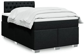 vidaXL Pat box spring cu saltea, negru, 120x200 cm, textil