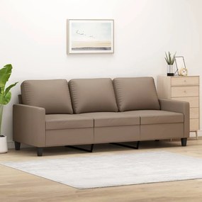 348684 vidaXL Canapea cu 3 locuri, cappuccino, 180 cm, piele ecologică