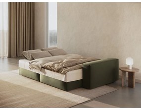 Canapea verde extensibilă/cu spațiu de depozitare cu tapițerie din catifea 247 cm Jodie – Micadoni