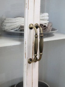 Vitrină shabby chic din lemn cu 4 uși vitrate, finisaj crem antichizat, 4 rafturi, 156×73×33 cm, „Provence"