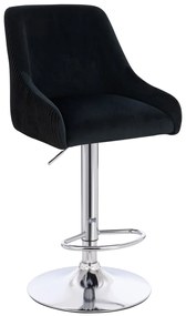 HR920W Scaun Neagră din Catifea cu Bază Cromata