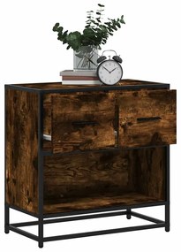 vidaXL Noptiera stejar afumat 60x31x60 cm lemn prelucrat si metal