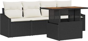 vidaXL Set de canapele pentru grădină 5 pcs Negru Rattan poli