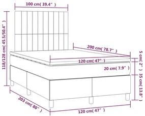 Pat box spring cu saltea, albastru, 120x200 cm, textil Albastru, 120 x 200 cm, Benzi verticale