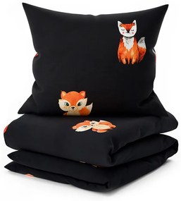 Lenjerie de pat din microfibra FOXES neagra Dimensiune lenjerie de pat: 2 buc 70 x 80 cm | 160 x 200 cm