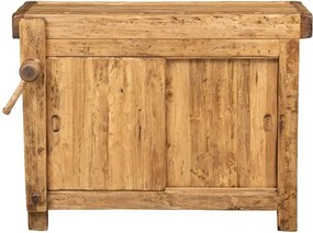 Banc de tamplar, L119 63 H90 cm, usi glisante, natur antic, lemn masiv