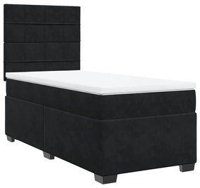 3290788 vidaXL Pat box spring cu saltea, negru, 90x190 cm, catifea