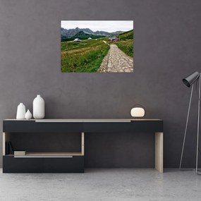 Tablou - Peisaj montan cu case (70x50 cm)