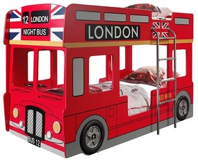 LONDEN BUS Pat copii supraetajat cu SALTEA PAT COPII.