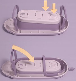 Cada de baie pliabilă pentru copii VAIANA PREMIUM cu pernă și suport - mai multe culori Violet