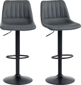 HOMCOM Set 2 taburete bar în design retro, cu suport pentru picioare, reglabil pe înălțime, 43 cm x49,5 cm x 111 cm | Aosom Romania