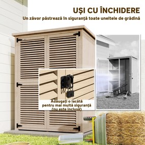 Outsunny Magazie de Gradina din Lemn, Dulap de Depozitare