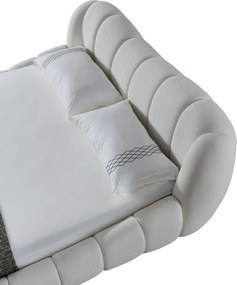 Pat dormitor dumonde, tapitat alb Royal 180x200 cm