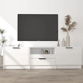 Comoda TV, alb extralucios, 140x35x40 cm, lemn prelucrat 1, Alb foarte lucios