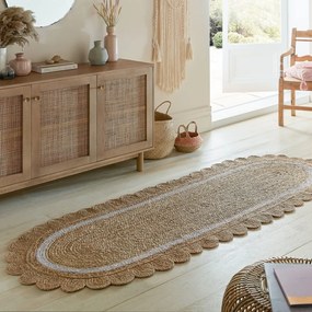 Covor tip traversă în culoare naturală/fildeș țesut manual din iută 80x230 cm Grace White – Flair Rugs