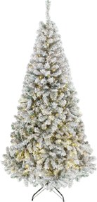 HOMCOM Brad de Crăciun înzăpezit cu 240 de LED-uri alb cald 200 cm 850 vârfuri ignifuge rabatabile bază metalică pliabilă | Aosom Romania