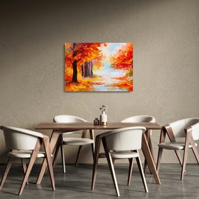 Tablou pe sticlă - Pictura, toamna colorată (70x50 cm)