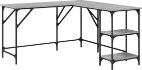 vidaXL Birou, gri sonoma, 139x139x75 cm, lemn prelucrat