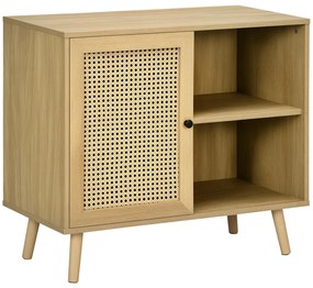 HOMCOM Bufet de depozitare 1 ușă efect răchită - dim. 80L x 39l x 70H cm | Aosom Romania
