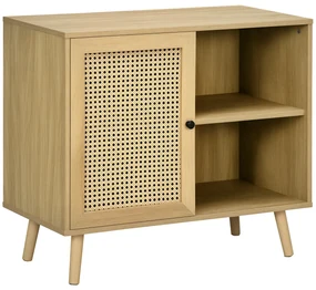 HOMCOM Bufet de depozitare 1 ușă efect răchită - dim. 80L x 39l x 70H cm | Aosom Romania