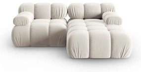 Colțar modular bej cu tapițerie din catifea (cu colț pe partea dreaptă) Bellis – Micadoni