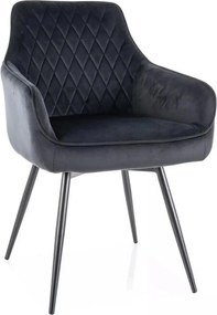 Scaun MARLO, negru - Bluvel 19, stofa catifelata/metal, 55x58x88 cm