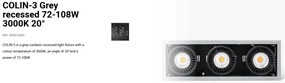 Spot LED incastrabil COLIN-3 Grey recessed 72-108W 3000K 20°