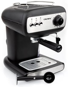 Espressoare Crown CEM-1525, 850W, 15 bar, 1.2 l, Încălzire cești, Abur, Rezervor mobil, Disc cremă, Negru