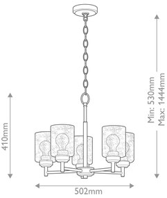 Lustră pe lanț Kichler KL-WINSLOW5-NBR WINSLOW 5xE27/60W/230V alamă