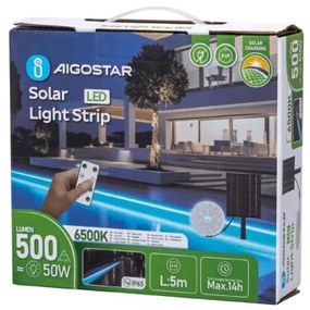 Bandă LED solară dimabilă Aigostar LED/5W/3,2V 5 m 6500K IP65 + telecomandă