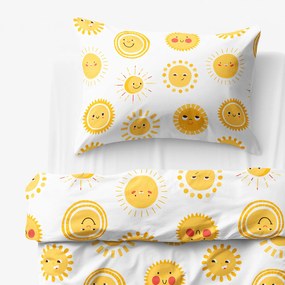 Goldea lenjerie de pat pentru copii din 100% bumbac - soarele zâmbitor 150 x 200 și 50 x 60 cm