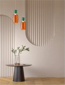 Pendul LED, Lustra design modern Pluma verde/ portocaliu