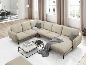 Coltar tapitat Vienna 7 locuri picioare negre – L330 x l235 x h95