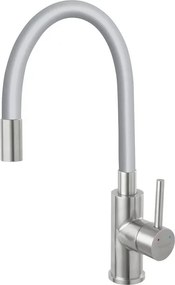 Baterie bucatarie cu pipa flexibila Ferro Zumba gri - inox