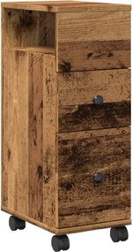 vidaXL Dulap de baie îngust cu roți, lemn vechi, lemn prelucrat