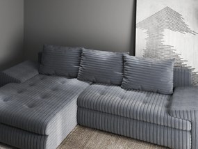 Colțar extensibil dumonde cu ladă de depozitare si sezut confortabil din spuma high-density, Leonardo Ambience Gri 260x185 cm