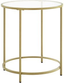 Masuta laterala din metal de culoare aurie, Masuta de cafea din sticla securizata 50 x 50 x 54,8 cm