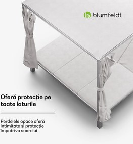 Blumfeldt Eremitage Triple – șezlong triplu, protecție solară, pentru până la 3 persoane, cadru din aluminiu, rezistent la intemperii
