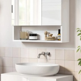 Dulap de Baie cu Oglinda, Alb, MDF / PAL