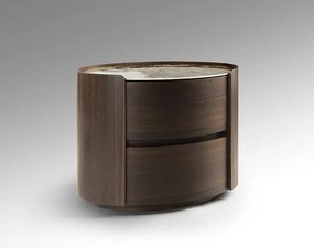 Noptiera ovala cu 2 sertare Enoc stejar inchis