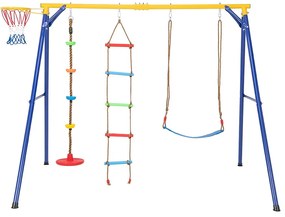 Set leagăne 4 în 1 cu panou de baschet