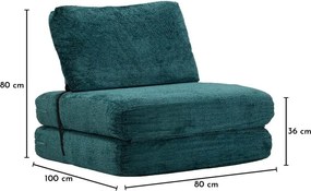 Fotoliu albastru-verde extensibil cu tapițerie din țesătură bouclé Faster – Mauro Ferretti