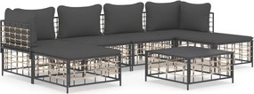 vidaXL Set mobilier de grădină cu perne, 7 piese, antracit, poliratan