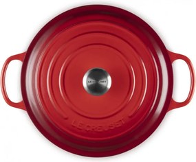Tigaie din fonta Le Creuset 21179300602430, 30 cm, 6,2 l, Capac etans pentru pastrarea aromelor, Cuptor pana la 260°C, Toate plitele inclusiv inductie, Rosu