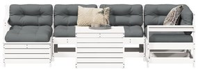 vidaXL Set canapea de grădină, 7 piese, alb, lemn masiv de pin