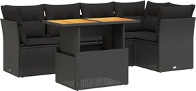 vidaXL Set mobilier de grădină cu perne, 5 piese, negru, poliratan