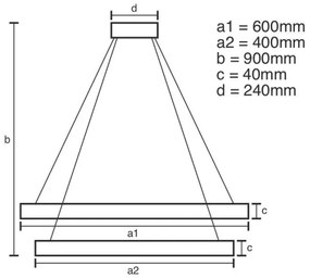 Lustră LED dimabilă pe cablu LED/70W/230V 3000-6500K + telecomandă