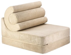 Fotoliu pentru copii maro deschis cu tapițerie din catifea reiată Flipster – Wigiwama